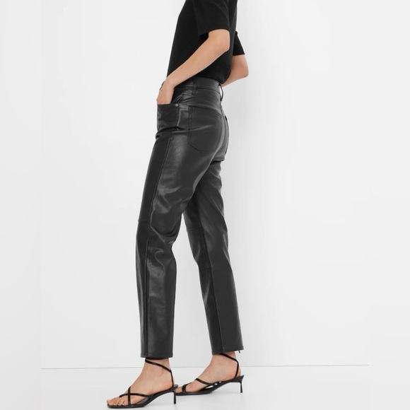 GAP Denim - Women's GAP Cheeky Straight Sky High Faux-Leather Jeans Size 31/12L